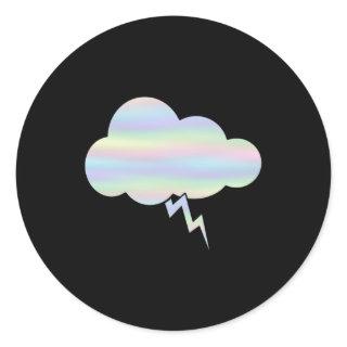 Thunderstorm Lightning Cloud Weather Classic Round Sticker