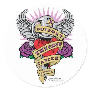 Thyroid Cancer Dagger Classic Round Sticker