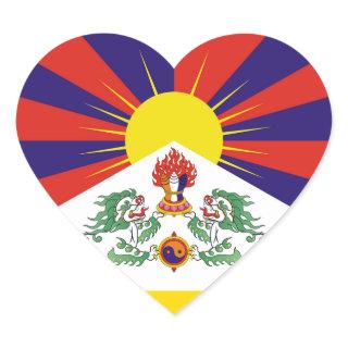 Tibet, Snow Lions, Tibetan flag - The Himalayas Heart Sticker