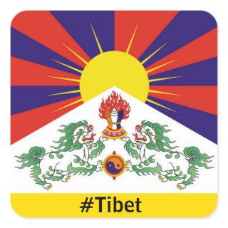 Tibet, Snow Lions, Tibetan flag - The Himalayas Square Sticker