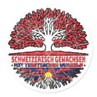 Tibet Tibetisch Schweizer Schweiz Baum Wurzel Classic Round Sticker