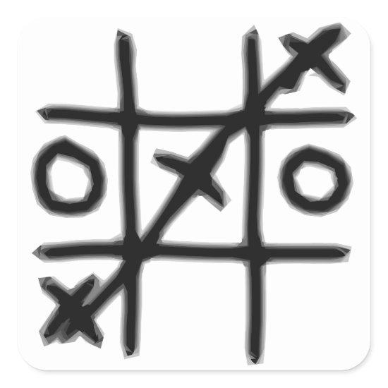 Tic Tac Toe - 3 in a Row Square Sticker