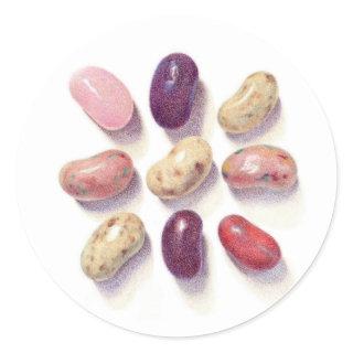 TIC TAC TOE JELLY BEANS Large Round Stickers