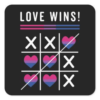 Tic Tac Toe Love Wins LGBTQ Bisexual Pride Square Sticker