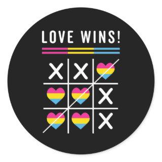 Tic Tac Toe Love Wins LGBTQ Pansexual Pride Classic Round Sticker