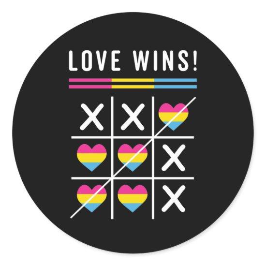 Tic Tac Toe Love Wins LGBTQ Pansexual Pride Classic Round Sticker