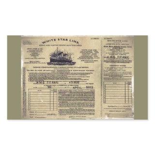 Ticket for RMS Titanic 1912 Rectangular Sticker