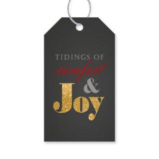 Tidings of Comfort and Joy Gold Sparkle Christmas Gift Tags