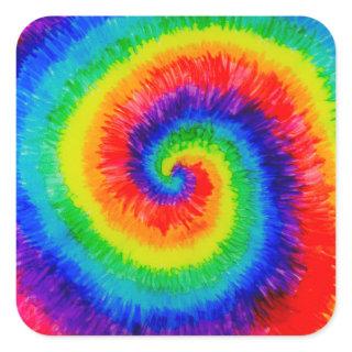 Tie Die Rainbow in Alcohol Ink Square Sticker