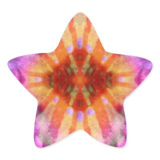 Tie Dye Orange Purple Radial Rays Spot Pattern Star Sticker