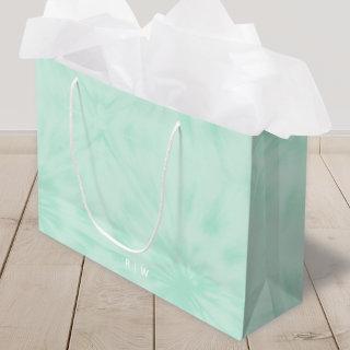 Tie Dye | Pastel Mint Green Monogram Large Gift Bag