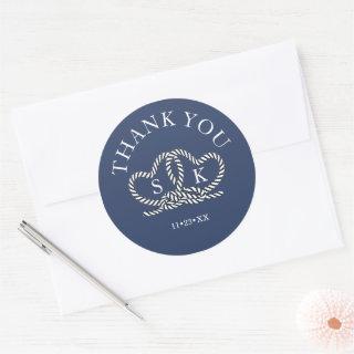 Tie the Knot Thank You Blue ID678 Classic Round Sticker