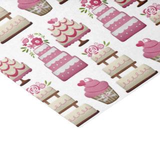Tiered Wedding Cakes Cute Pattern Tissue Paper