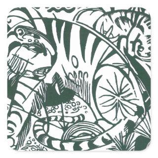 Tiger by Franz Marc, Vintage Expressionism Art Square Sticker