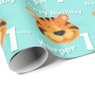 Tiger face art name 1st birthday wrap