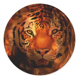 Tiger face classic round sticker