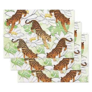 Tiger flower watercolor pattern  sheets