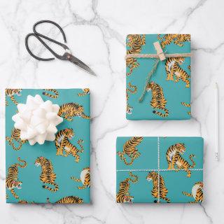 Tiger on Teal Pattern  Sheets