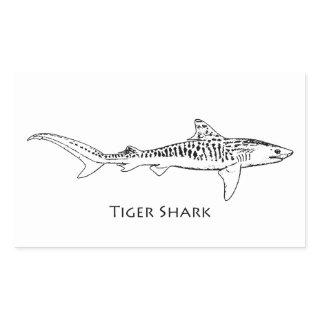 Tiger Shark Illustration Rectangular Sticker