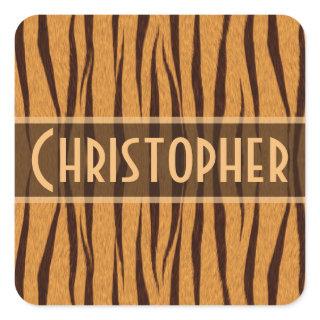 Tiger Stripes Skin Pattern Personalize Square Sticker