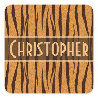 Tiger Stripes Skin Pattern Personalize Square Sticker