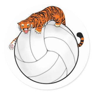Tiger Volleyball Round Sticker