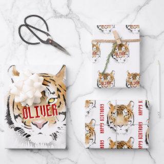 Tiger Watercolor Animal Happy Birthday   Sheets