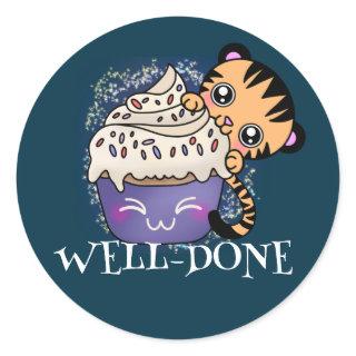 Tiger Well-done Motivation Kids Achievement Classic Round Sticker
