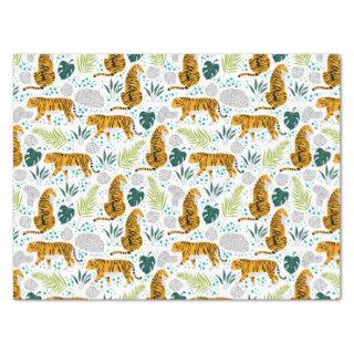 Tigers & Tropical Leaves Pattern  Tissue Paper