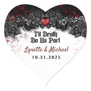 Til Death Blood Splatter Halloween Heart Wedding H Heart Sticker