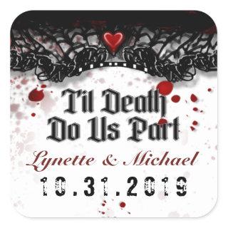 Til Death Blood Splatter Halloween Square Wedding Square Sticker