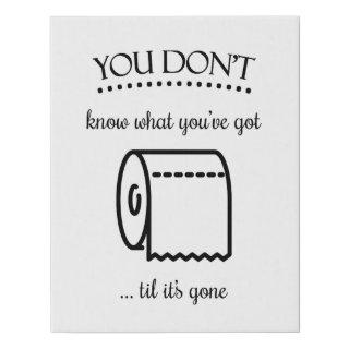 Til It's Gone Funny Toilet Paper Bathroom Faux Canvas Print