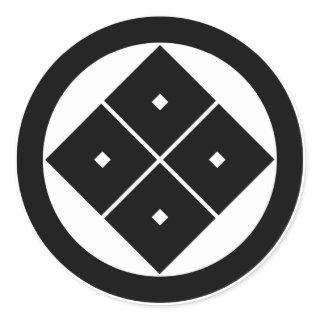 Tilted four-square-eyes in circle classic round sticker