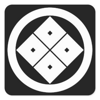 Tilted four-square-eyes in circle square sticker