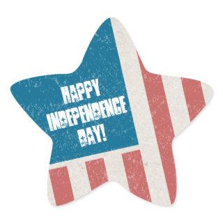 Tilted Grunge Flag Independence Day Party Star Sticker