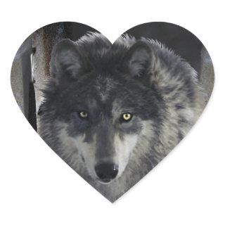 TIMBER WOLF Wildlife Supporter Artwork Heart Sticker