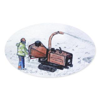 Timberwolf wood chipper oval sticker