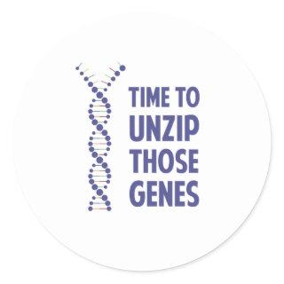 Time To Unzip Those Genetic Genes Classic Round Sticker