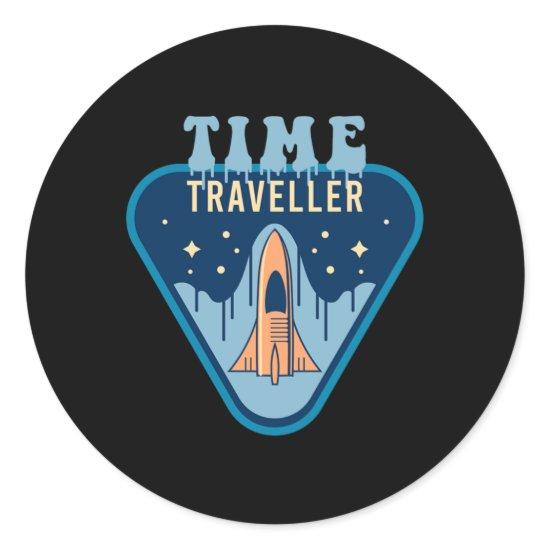 Time Traveler Science Fiction Space Ship Gift Classic Round Sticker