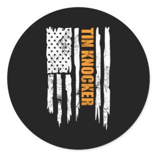 Tin Knocker Sheet Metal Worker American Vertical F Classic Round Sticker
