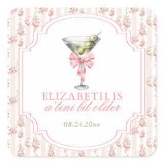 'Tini Bit Older Martini Coquette Birthday Square Sticker