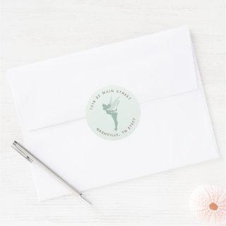 Tinker Bell Green Baby Shower Address Classic Round Sticker