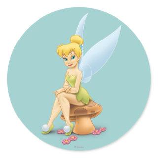 Tinker Bell Sitting on Mushroom Classic Round Sticker