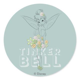 Tinker Bell Sketch With Jewel Flowers Classic Round Sticker