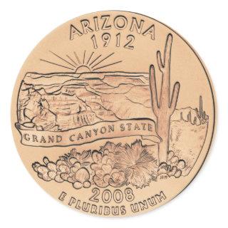 Tinted Arizona State Quarter Design  Classic Round Sticker