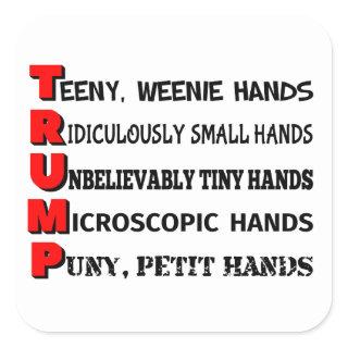 Tiny Hands Trump Sticker (White)
