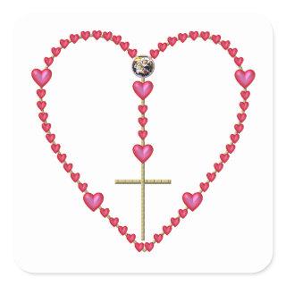 Tiny hearts Rosary Square Sticker