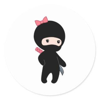 Tiny Ninja Girl Classic Round Sticker