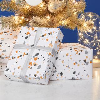 Tiny Orange Grey Terrazzo Pattern