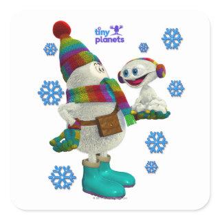 Tiny Planets Snow Problem Square Sticker